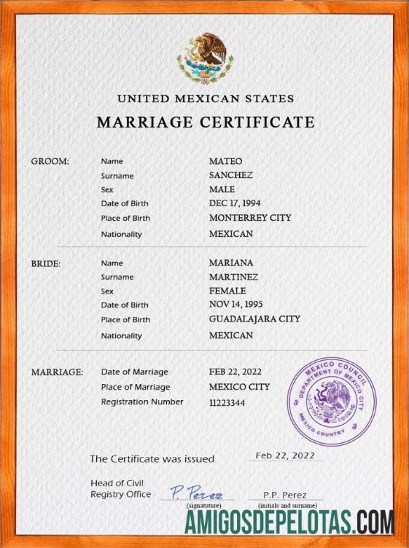 Para baixar modelo PSD de certidão de casamento no México, totalmente editável